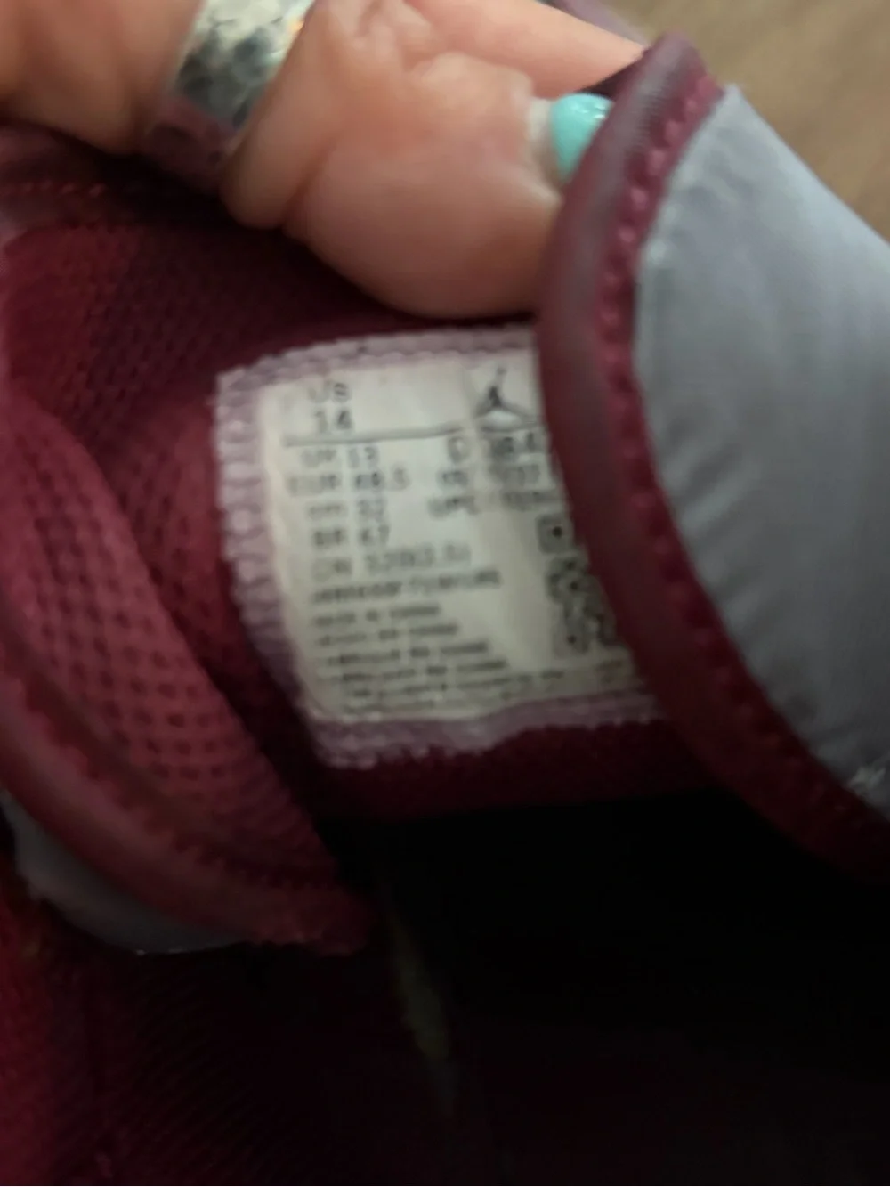 Jordan 1s Men's High-Top Sneakers in Burgundy and Light Gray size 14